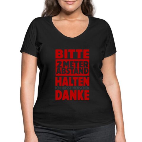 bitte abstand halten frauen bio t shirt mit v ausschnitt von stanley stella 1