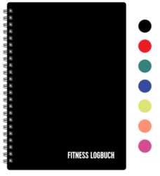 Fitness Logbuch mit schwarzem Plastik-Cover im A5-Format