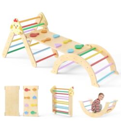 7-in-1 Montessori Kletterdreieck aus Holz für Kleinkinder
