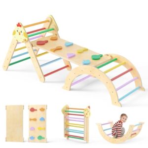 7-in-1 Montessori Kletterdreieck aus Holz für Kleinkinder