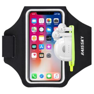 HAISSKY Sportarmband mit Kopfhörer Tasche für Smartphones