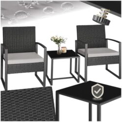 Komfortable tectake Rattan Sitzgruppe für Balkon und Garten