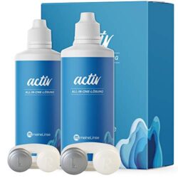 Flasche mit meineLinse activ Kontaktlinsenflüssigkeit