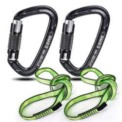 Zwei UIAA-zertifizierte Kletterkarabiner mit Nylonseilen