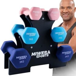 Miweba Sports Neopren Hantelset NKH120 in Rosa, Türkis und Königsblau