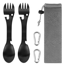 Edelstahl Göffel Camping Besteck Set 5 in 1