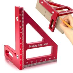 3D Quadratischer Winkelmesser in Rot aus Aluminiumlegierung