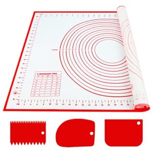 Große Silikon-Backmatte mit Messmarkierungen und Teigschabern