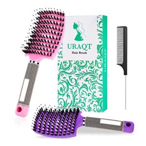 URAQT Haarbürste Set in lila und rosa für alle Haartypen