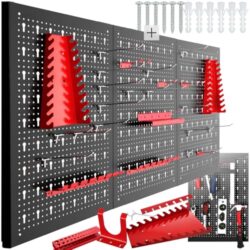 Tectake Werkzeug Lochwand aus Metall mit Werkzeughaltern