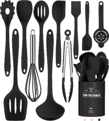 12-teiliges Silikon Küchenhelfer Set in Schwarz