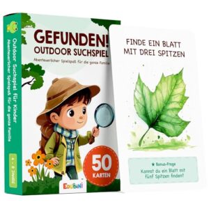 Kinder spielen mit dem GEFUNDEN! Outdoor Suchspiel im Garten
