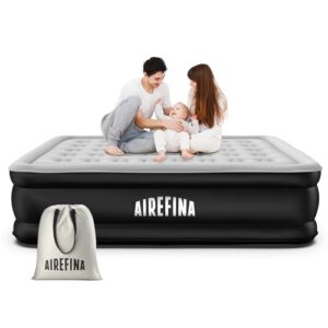Aufblasbares Bett in bunten Farben, ideal für Gäste oder Camping.