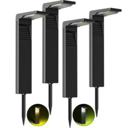 Solarwegbeleuchtung für Gartenwege mit einstellbarem Neigungswinkel und mehrfarbiger LED-Beleuchtung.