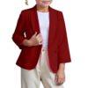 pxjsdwe Blazer mädchen weiß, Blazer für Mädchen Slim Fit Mode Blazerjacke Elegant Einfarbig Sakko Langarm Revers Cardigan Jacke Sommer Casual Anzugjacke Sportlich Leicht Trenchcoat