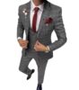 Solovedress Anzüge für Herren 3 Teilig Klassischer Karierter Herrenanzug Sakko Hose Weste für Hochzeiten und Geschäft (Grau,L)