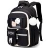 Amythe Schultasche Mädchen Rucksack Schule Mädchen, Atmungsaktiv Schulrucksack für Mädche 1. – 5. Klasse, Lässiger Schulranzen Kinder für Grundschule Mittelschule, Schwarz